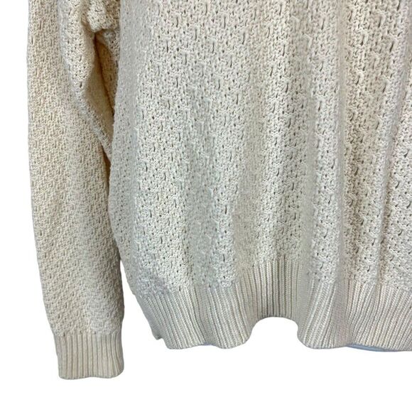 Jantzen Vintage Pointelle Cottagecore Scalloped V-Neck Long Sleeve Sweater XL - Picture 4 of 16